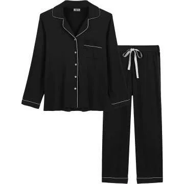 Soft Bamboo Pajama Set for Women, Long Sleeve PJs