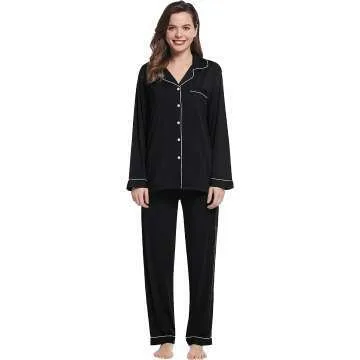 Soft Bamboo Pajama Set for Women, Long Sleeve PJs