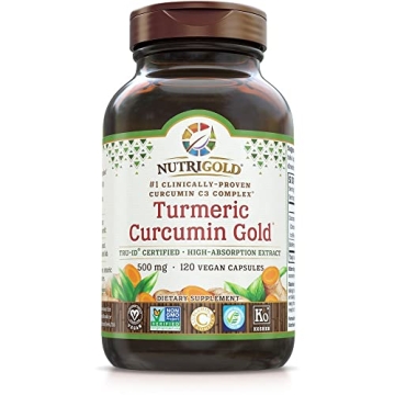 NutriGold Turmeric Curcumin Gold 500mg 120 Vegan Capsules