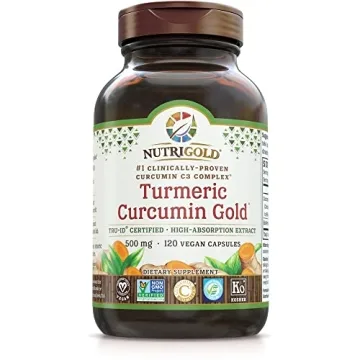 NutriGold Turmeric Curcumin Gold 500mg 120 Vegan Capsules