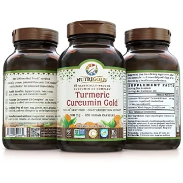 NutriGold Turmeric Curcumin Gold 500mg 120 Vegan Capsules