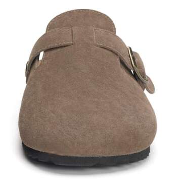 Intini Suede Clogs for Mens Womens Leather Clogs Adjustable Buckle Cork Footbed Home Slippers Sandal...