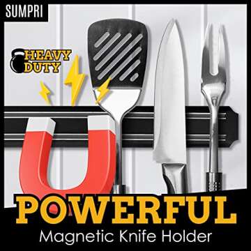 Magnetic Knife Strip for Wall - Extra-Strong Magnet Knife Holder Strip (15 Inch X Set Of 2) - Securely Holds Your Biggest Kitchen Knives - Space-Saving Magnetic Knife Holder For Wall -By SUMPRI