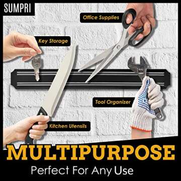 Magnetic Knife Strip for Wall - Extra-Strong Magnet Knife Holder Strip (15 Inch X Set Of 2) - Securely Holds Your Biggest Kitchen Knives - Space-Saving Magnetic Knife Holder For Wall -By SUMPRI