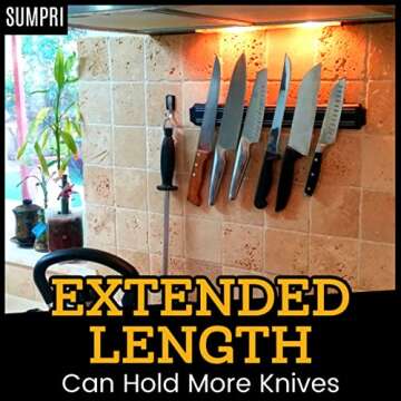 Magnetic Knife Strip for Wall - Extra-Strong Magnet Knife Holder Strip (15 Inch X Set Of 2) - Securely Holds Your Biggest Kitchen Knives - Space-Saving Magnetic Knife Holder For Wall -By SUMPRI
