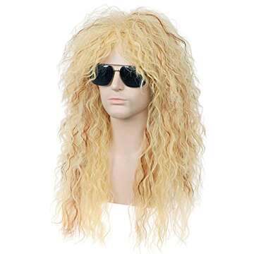 PATTNIUM 80s Blonde Men Wig for Halloween Cosplay