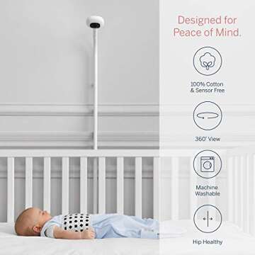 Nanit Breathing Wear Sleeping Bag – 100% Cotton Baby Sleep Sack - Works with Nanit Pro Baby Monitor to Track Breathing Motion Sensor-Free, Real-Time Alerts, Size Small, 3-6 Months, Powder Blue