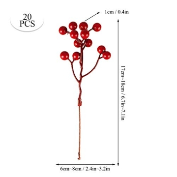 Fangoo Red Berry Picks for Christmas Tree Decor