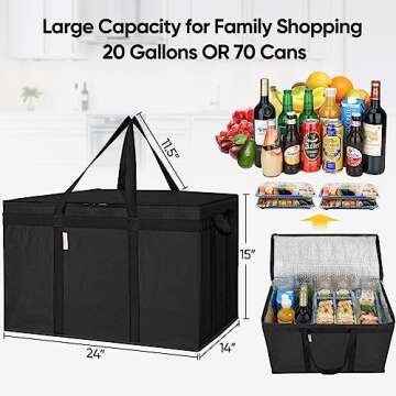 BALEINE Insulated Reusable Grocery Bags - Large & Collapsible