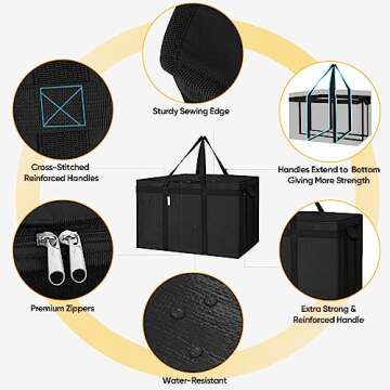 BALEINE Insulated Reusable Grocery Bags - Large & Collapsible