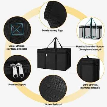 BALEINE Insulated Reusable Grocery Bags - Large & Collapsible