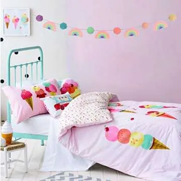 DrCor Pastel Rainbow Pom Pom Garland Colorful Classroom Garland Balls Bunting Banner Rainbow Room Decor for Girls Kids Bedroom Nursery Birthday Party Playroom Holiday Decor