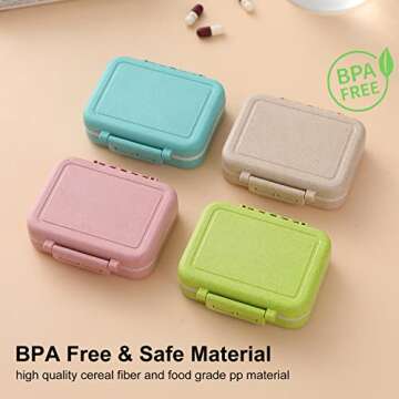 4 Pack 3 Compartments Travel Pill Box Moisture Proof Small Pill Case Portable for Pocket Purse Daily Pill Organizer Cute Pill Holder Container for Vitamins, Medicine