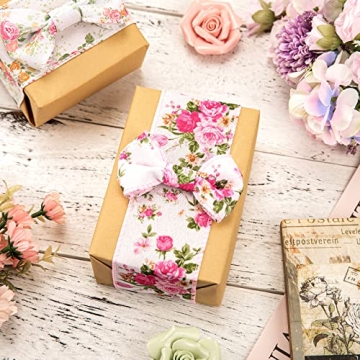 Whaline Floral Wired Edge Ribbon for Crafting and Gift Wrapping