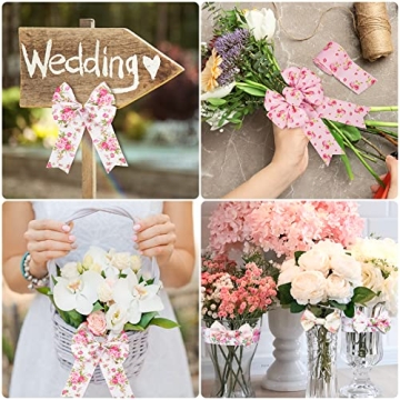 Whaline Floral Wired Edge Ribbon for Crafting and Gift Wrapping