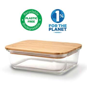 Nummyware Plastic-free Glass Food Container with Sustainable Bamboo Top (4, 370mL, 640mL, 1040mL, 1520mL)