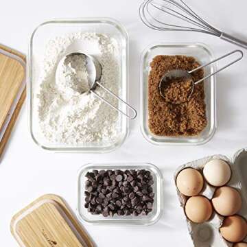 Nummyware Plastic-free Glass Food Container with Sustainable Bamboo Top (4, 370mL, 640mL, 1040mL, 1520mL)