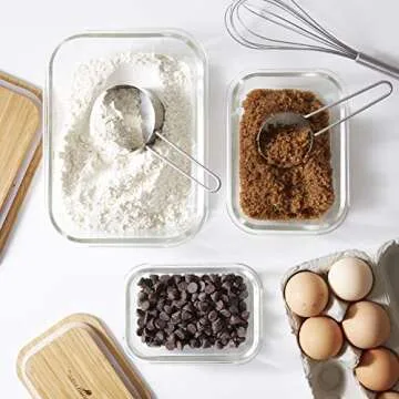 Nummyware Plastic-free Glass Food Container with Sustainable Bamboo Top (4, 370mL, 640mL, 1040mL, 1520mL)