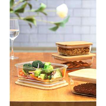 Nummyware Plastic-free Glass Food Container with Sustainable Bamboo Top (4, 370mL, 640mL, 1040mL, 1520mL)