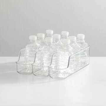 mDesign Small Plastic Kitchen Storage Organizer Divided Bin for Tall Skinny Soda/Pop Cans - 3 Compartments for Kitchen, Pantry, Refrigerator - Clear