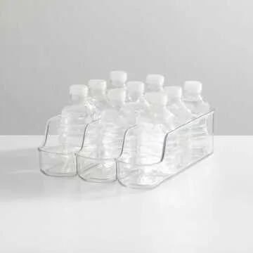 mDesign Small Plastic Kitchen Storage Organizer Divided Bin for Tall Skinny Soda/Pop Cans - 3 Compartments for Kitchen, Pantry, Refrigerator - Clear