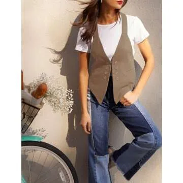 Floral Find Women's Casual Button Up Sleeveless Vest