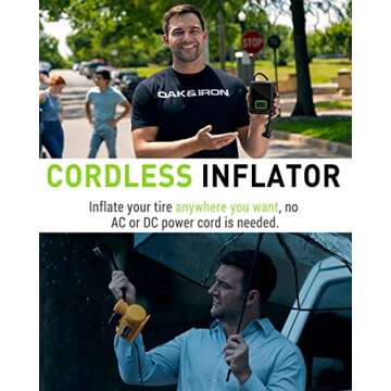 Portable OAK & IRON Tire Inflator 1 Min Fast Inflation