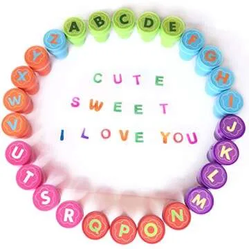 Alphabet Stamps for Kids,26 Pieces Self-Ink Washable Stampers Toys for Children Crafts Party Favor,School Prizes,Birthday Gift,Learn Props