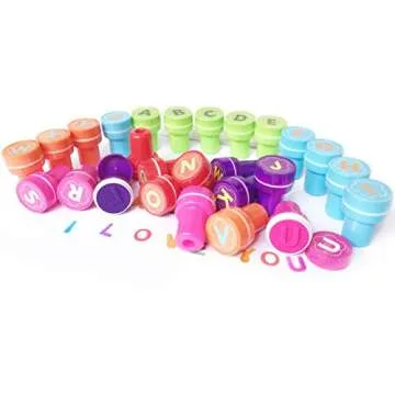 Alphabet Stamps for Kids,26 Pieces Self-Ink Washable Stampers Toys for Children Crafts Party Favor,School Prizes,Birthday Gift,Learn Props