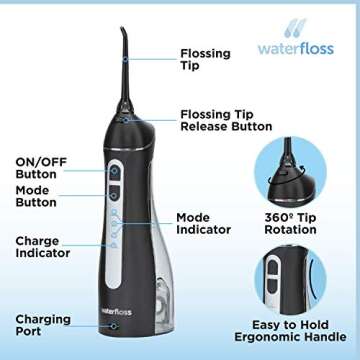 Waterfloss Small Cordless Water Flosser for Quick Cleaning