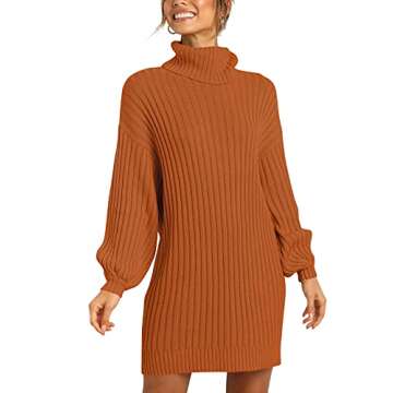 ANRABESS Women Oversized Sweater Dress Turtleneck Batwing Long Sleeve Ribbed Knit Loose 2024 Fall Wi...