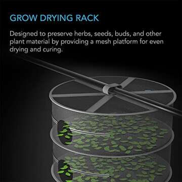AC Infinity Herb Drying Rack, 4-Layer Hanging Mesh Net for Plants, Seeds, and Buds, 18" Diameter Fit...