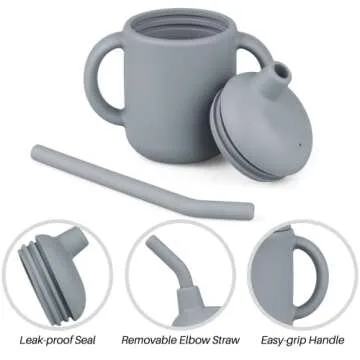 Mintlyfe Baby Sippy Cup, Silicone Trainer Cup Toddler for Boys and Girls, Training Straw Cup, Unbreakable, Spill Proof and Non-Slip Handles Sippy Cup for Toddlers, 4oz (Ether)