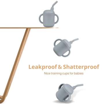 Mintlyfe Baby Sippy Cup, Silicone Trainer Cup Toddler for Boys and Girls, Training Straw Cup, Unbreakable, Spill Proof and Non-Slip Handles Sippy Cup for Toddlers, 4oz (Ether)