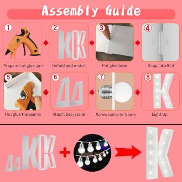 JoyBox Design Cool White 3FT Marquee Light Up Letters, Light Up Letter K, Marry Me Light Up Letters,...