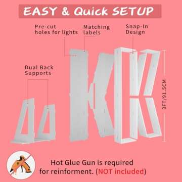 JoyBox Design Cool White 3FT Marquee Light Up Letters, Light Up Letter K, Marry Me Light Up Letters, Giant Marquee Letters for All Events, Birthday Wedding Decorations Party Decor