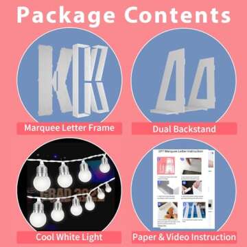 JoyBox Design Cool White 3FT Marquee Light Up Letters, Light Up Letter K, Marry Me Light Up Letters, Giant Marquee Letters for All Events, Birthday Wedding Decorations Party Decor