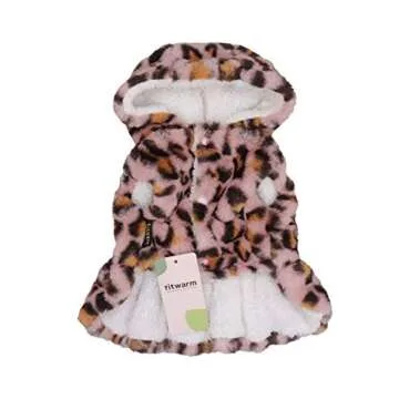 Warm Fitwarm Faux Fur Leopard Dog Coat for Winter