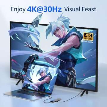 USB C Hub, 10 in 1 USB C Hub Multiport Adapter Dongle with 4K HDMI, USB-C and 2 USB A 3.0 5Gbps, 2 USB A 2.0, PD 100W, RJ45 Ethernet, SD/TF, Aluminum USB C to USB 3.0 Hub for MacBook Air/Pro, Windows