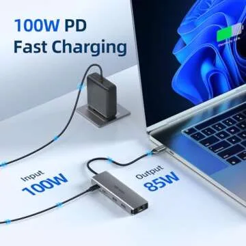 USB C Hub, 10 in 1 USB C Hub Multiport Adapter Dongle with 4K HDMI, USB-C and 2 USB A 3.0 5Gbps, 2 USB A 2.0, PD 100W, RJ45 Ethernet, SD/TF, Aluminum USB C to USB 3.0 Hub for MacBook Air/Pro, Windows