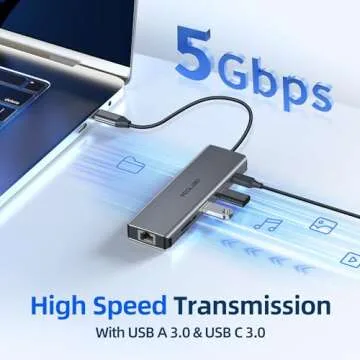 USB C Hub, 10 in 1 USB C Hub Multiport Adapter Dongle with 4K HDMI, USB-C and 2 USB A 3.0 5Gbps, 2 USB A 2.0, PD 100W, RJ45 Ethernet, SD/TF, Aluminum USB C to USB 3.0 Hub for MacBook Air/Pro, Windows