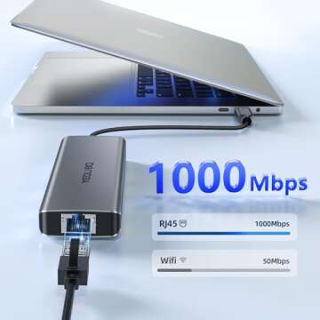 USB C Hub, 10 in 1 USB C Hub Multiport Adapter Dongle with 4K HDMI, USB-C and 2 USB A 3.0 5Gbps, 2 USB A 2.0, PD 100W, RJ45 Ethernet, SD/TF, Aluminum USB C to USB 3.0 Hub for MacBook Air/Pro, Windows