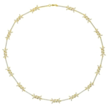 925 Sterling Silver Heart Barbed Wire Necklace For Men and Women - 14K Yellow Gold Barbwire Little T...