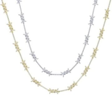 925 Sterling Silver Heart Barbed Wire Necklace For Men and Women - 14K Yellow Gold Barbwire Little Thorns Chain Choker Jewelry Gifts Barb Wine Necklace Gothic Hiphop Punk Little Thorns Chain Choker