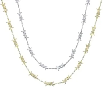 925 Sterling Silver Heart Barbed Wire Necklace For Men and Women - 14K Yellow Gold Barbwire Little Thorns Chain Choker Jewelry Gifts Barb Wine Necklace Gothic Hiphop Punk Little Thorns Chain Choker