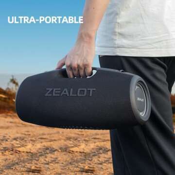 ZEALOT Bluetooth Speaker, Bluetooth Speaker,120W Portable Speaker with Booming Bass,IP67 Waterproof Speaker with LED Light, PowerBank,Bluetooth 5.2,Outdoor Speakers for Camping,Beach,Gifts