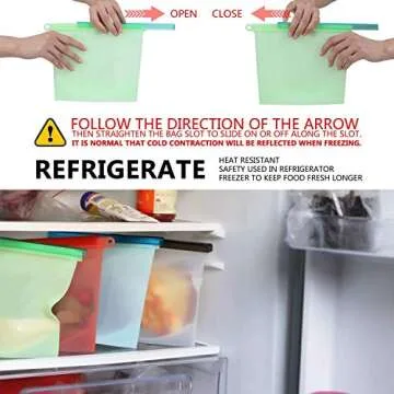 WINIT Reusable Silicone Food Preservation Bags Airtight Seal Freeze Fridge Food Storage Container Savers Bags Versatile Kitchen Cooking Utensil (4pcs)