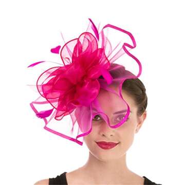 Fascinator Women's Organza Church Kentucky Derby British Bridal Tea Party Wedding Hat Summer Ruffle ...