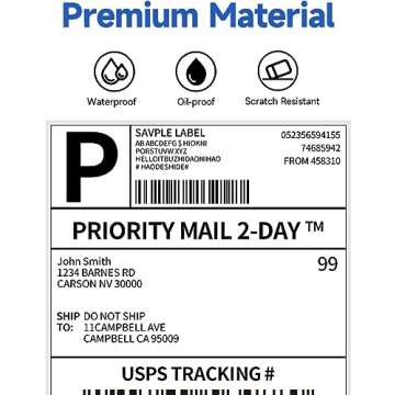 Phomemo Shipping Labels - Packs of 500 4X6 Per Fan-Fold Label Compatible with Phomemo 241bt, D520BT,...