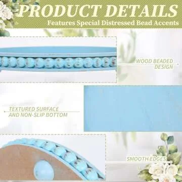 HPC Decor Decorative Tray for Home Decor- Black Wood Beaded Tray, Decorative Round Tray for Living Room Decor, Coffee Table Decor, Kitchen Table Decor or Farmhouse Serving Tray